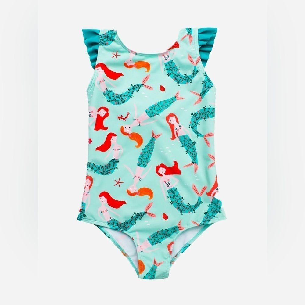 Pepita & Me toddler one piece swimsuit mermaids bow ruffle coralina turquoise